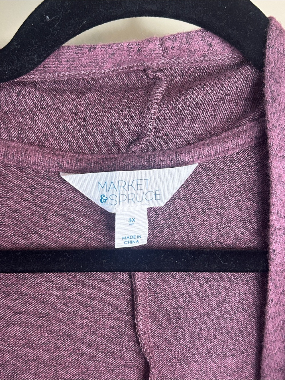 Market & Spruce Mauve, White & Gray Open Front Colorblock Cardigan - Picture 2 of 4